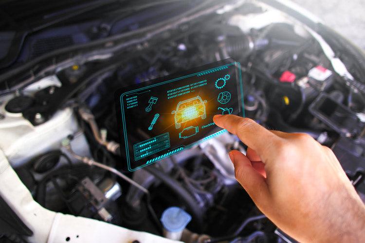 A super-imposed screen over an engine