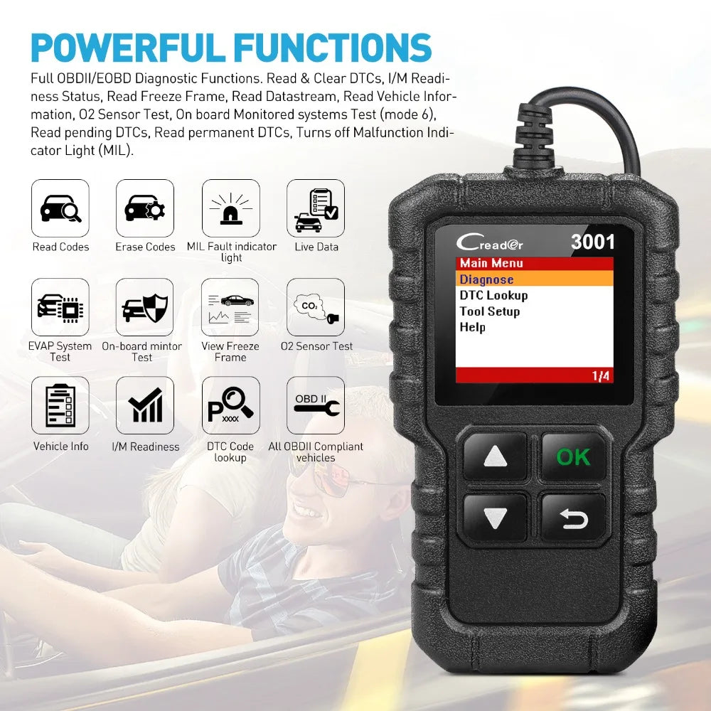 CReader 3001 OBD-II Scan Tool with O2 Sensor Testing